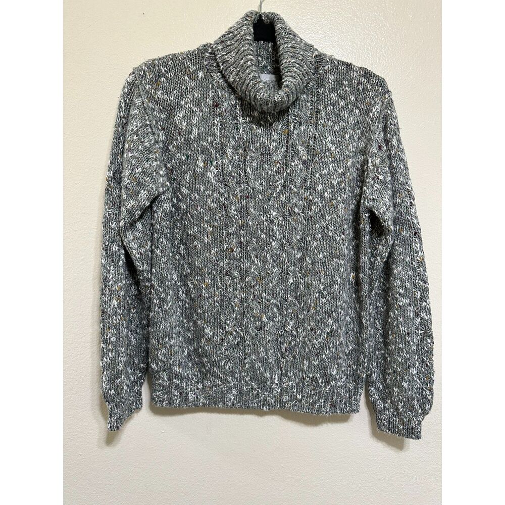 Illustrations Women's Cable Knit Turtle Neck Sweater Size S Marled Gray